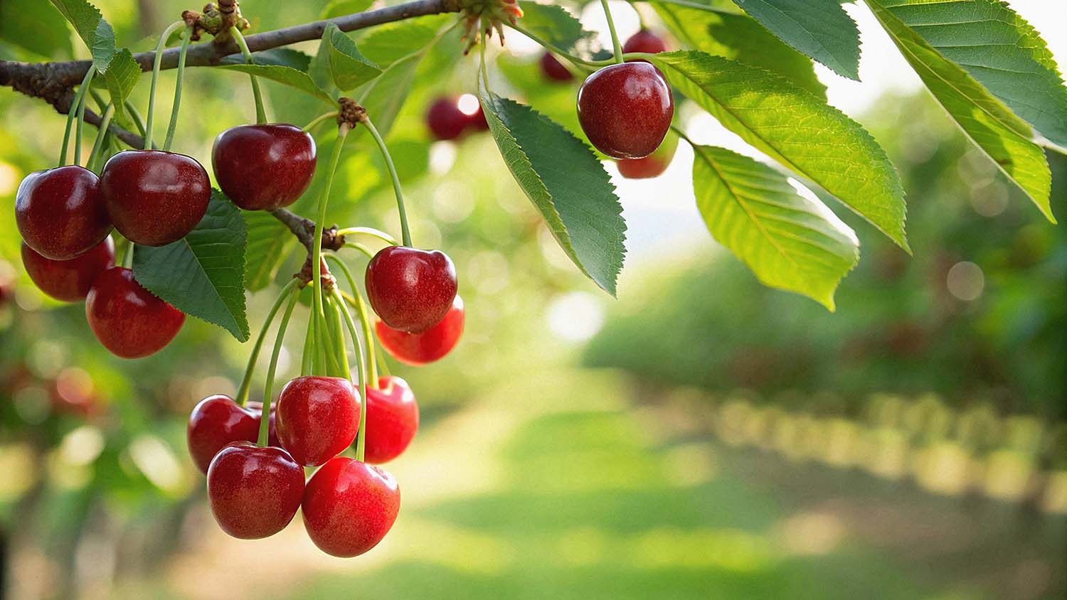 Cherry,Hanging,Tree,In,Garden,,Cherries,On,Tree,Branch,In